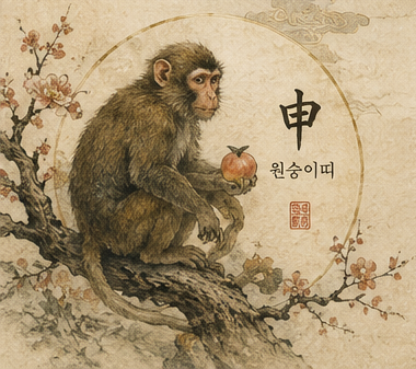 2026 원숭이띠 전통 수묵화