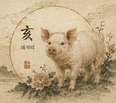 2026 돼지띠 전통 수묵화
