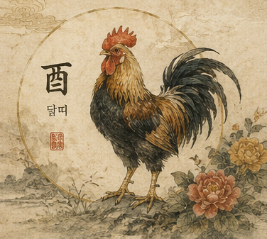 2026 닭띠 전통 수묵화